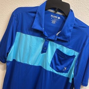 Reel legends quick dry collared blue pull over shirt outdoors fishing polo